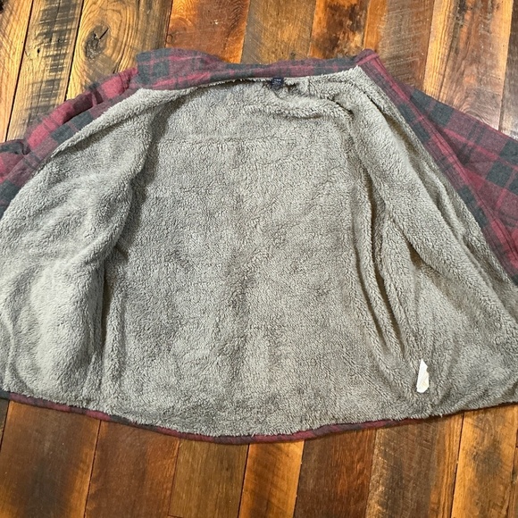 Wrangler Men’s Sherpa Lined Flannel Shirt Jacket Plaid Red Gray Size Large - Picture 6 of 9